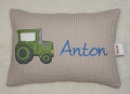Toller Traktor & Name - Personalisierte Kissen, Geschenk zur Geburt und Taufe, Kissen mit Namen